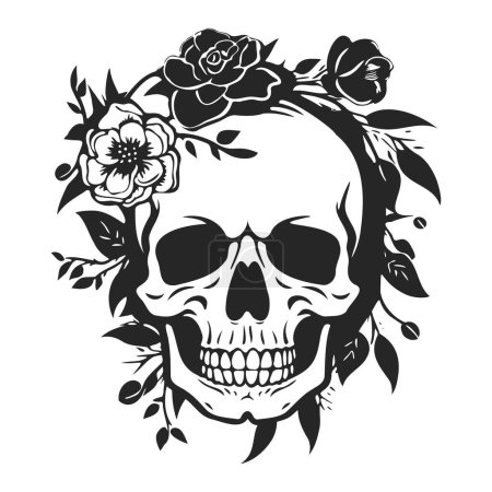 Skull with the succulent plants. Vector illustration