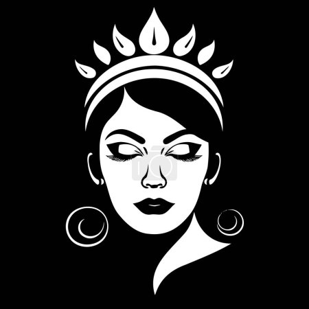 Téléchargez les illustrations : Silhouette noire de la Reine. Image traditionnelle de la vue de côté de la reine. SPE 10 - en licence libre de droit