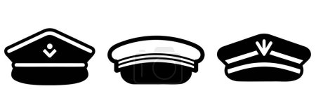 Illustration for Set of black and white nautical cap logos. - Royalty Free Image