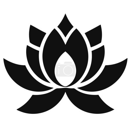 Schwarze Silhouette von Lotus auf weißem Hintergrund.