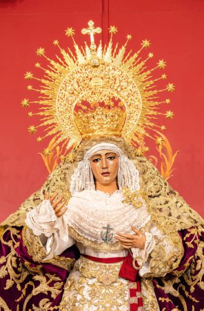 Photo for Image of the Virgen de la Esperanza de Triana inside the Capilla de los Marineros (Chapel of the Sailors) in the Triana neighborhood, Seville, Andalusia, Spain - Royalty Free Image