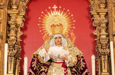 Photo for Image of the Virgen de la Esperanza de Triana inside the Capilla de los Marineros (Chapel of the Sailors) in the Triana neighborhood, Seville, Andalusia, Spain - Royalty Free Image