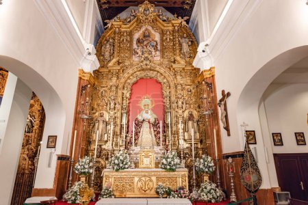 Photo for Seville, Spain - January 4, 2023: Main altar of the Virgen de la Esperanza de Triana inside the Capilla de los Marineros (Chapel of the Sailors) in the Triana neighborhood, Seville, Andalusia, Spain - Royalty Free Image