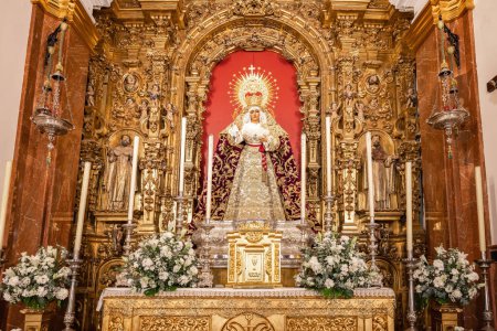 Photo for Seville, Spain - January 4, 2023: Image of the Virgen de la Esperanza de Triana inside the Capilla de los Marineros (Chapel of the Sailors) in the Triana neighborhood, Seville, Andalusia, Spain - Royalty Free Image