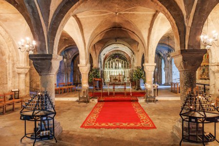 Photo for Canterbury,UK-May 20, 2023: Altar of the crypt of Canterbury Cathedral, built in 1100, lies under the Choir. The Canterbury Cathedral, in Kent, is one of the oldest and famous Christian churches in UK - Royalty Free Image