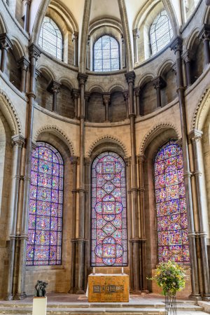 Photo for Canterbury, UK-May 20, 2023: Stained glass windows inside Canterbury Cathedral in Canterbury, Kent. One of the oldest and famous Christian churches in England of Anglican Communion - Royalty Free Image