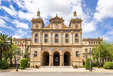 Photo for Seville, Spain -  April 26, 2024: Facade and main entrance of  General Captaincy of II Military Region of Seville, Spain. Army Land Forces Headquarters in Andalusia - Royalty Free Image