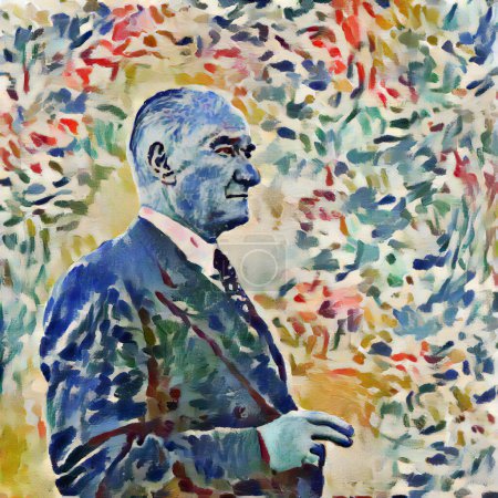 Téléchargez les photos : Illustration de portrait coloré de Mustafa Kemal Ataturk - en image libre de droit