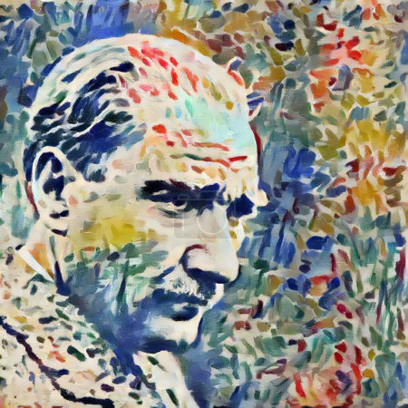 Téléchargez les photos : Illustration de portrait coloré de Mustafa Kemal Ataturk - en image libre de droit