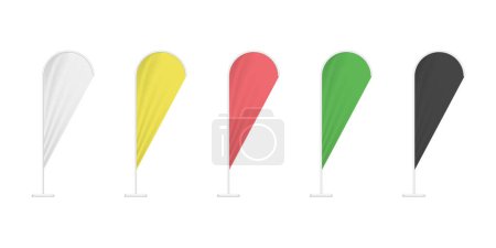 Illustration for Set of multicolor teardrop flags. flag mock up. Vector illustration - Royalty Free Image