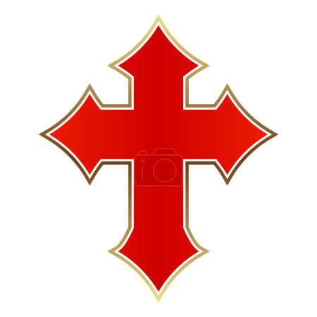 Illustration for Knights templar cross with golden outline isolated on white background. Vector illustration - Royalty Free Image