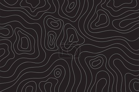 Illustration for Black topographic background. Abstract linear irregular shapes on a dark isolated background. . Vector illustration - Royalty Free Image
