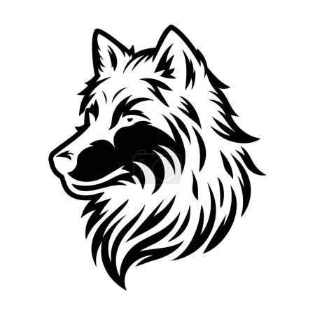 black and white stylized wolf head silhouette. Vector illustration
