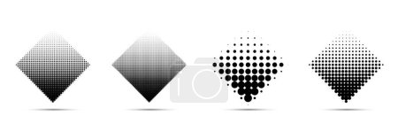 geometric halftone shapes isolated with shadow. Vector illustration