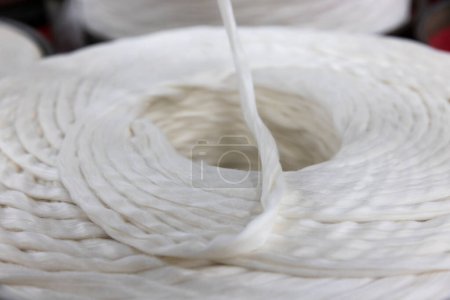 Photo for Cotton yarn production at fabric manufacture - Royalty Free Image