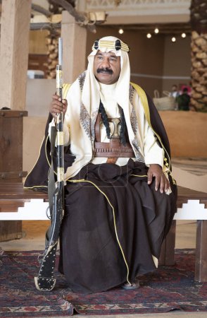 Photo for Buraydah, Saudi Arabia, 4th August 2023: portrait of a traditionally dressed saudi man - Royalty Free Image