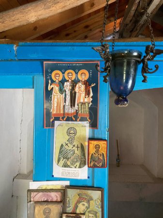 Photo for Gokceada, Canakkale, Turkey, May 28, 2023: Small orthodox mountain church, one of the historical churches of Gokceada Imbros island; greek local name manastraki church - Royalty Free Image