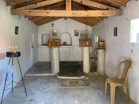 Photo for Gokceada, Canakkale, Turkey, May 28, 2023: Small orthodox mountain church, one of the historical churches of Gokceada Imbros island; greek local name manastraki church - Royalty Free Image