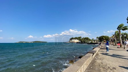Photo for Urla, Turkey - August 18, 2023 : Harbour view in Iskele, Urla. Urla is populer fishing old town in Izmir. - Royalty Free Image