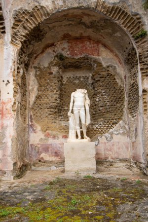 Photo for Statue representing Mercurius in Bath of Baia archaeological park, Baia, Naples, Italy - Royalty Free Image