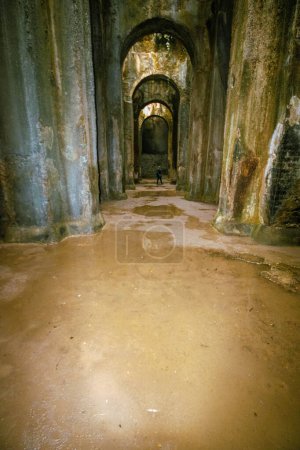Photo for Interior of Piscina Mirabilis, or water cathedral, the most monumental cistern of drinkable water ever built by Romans, in Bacoli, Campania, Italy - Royalty Free Image
