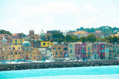 Photo for At Procida, Italy, On 07, 31, 2023, Marina Grande, the main port of the enchanting island of Procida, - Royalty Free Image
