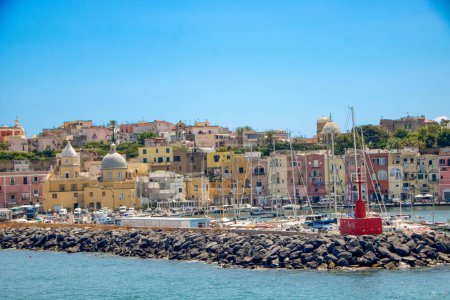 Photo for At Procida, Italy, On 07, 31, 2023, Marina Grande, the main port of the enchanting island of Procida, - Royalty Free Image