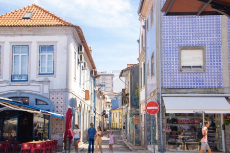 Photo for At Aveiro, Portugal, On 30-08-2023- lively street in the historic center of the town, - Royalty Free Image