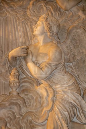 Bas relief representing an angel in a chape of the cathesral of Termini Imerese, Palermo province, Sicily, Italy