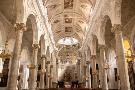 Photo for Interior of San Nicola di Bari, also called the Matrice,  the cathedral of Termini Imerese, Palermo province, Sicily - Royalty Free Image