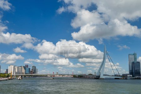 Téléchargez les photos : Vue du port de Rotterdam et des toits de la ville avec une architecture moderne, Rotterdam, Pays-Bas - en image libre de droit