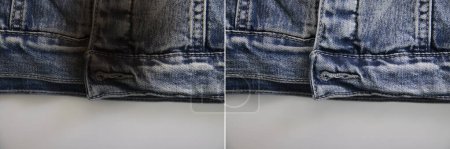 Photo for Jeans stain before and after cleaning - Royalty Free Image