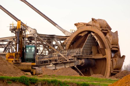 Photo for Bucket wheel excavator in a lignite or brown-coal quarry, Germany - Royalty Free Image