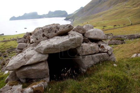 Photo for Wall structures and shelters on the archipelago of St Kilda, Outer Hebrides, Scotland - Royalty Free Image