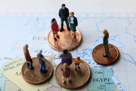 Photo for A map and model figures representing immigration to Europe - Royalty Free Image