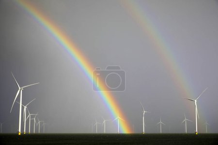 Photo for Construction of a windturbine, Flevoland, The Netherlands - Royalty Free Image
