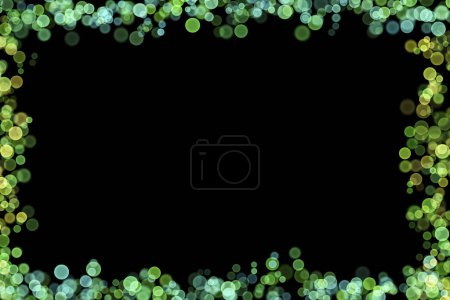 Photo for Bokeh lights effect on Green, Blue, Yellow color, Black Background, Frame, Space, Abstract Blur, Glitter, Defocused, Seamless polka dot pattern , Creative, Illustration design - Royalty Free Image