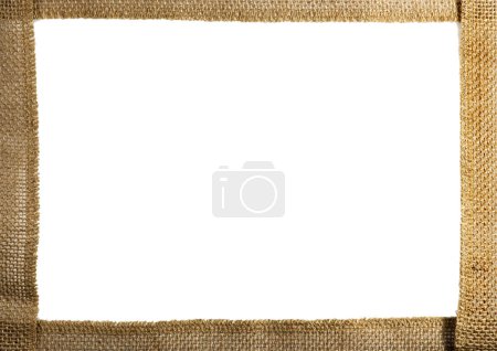 Photo for Background frame from burlap strips in on a white background. - Royalty Free Image