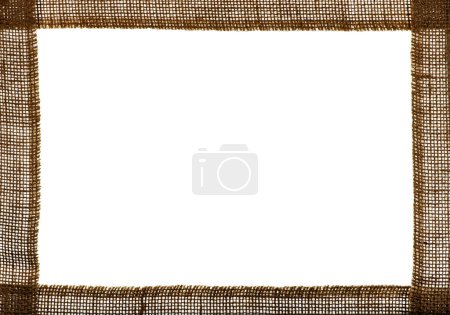 Photo for Background frame made of burlap stripes in natural colors. - Royalty Free Image