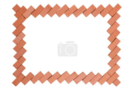 Cadre en briques de modèle disposées en diagonale isolées sur fond blanc.