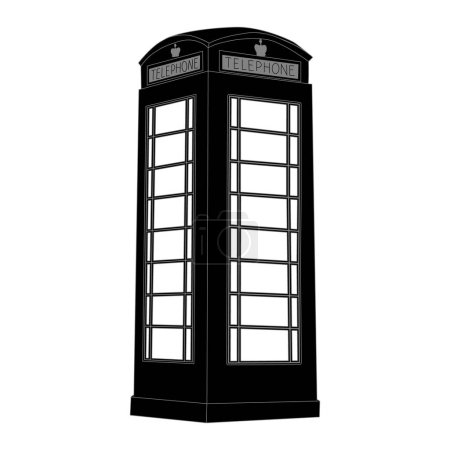 Illustration for Telephone booth icon isolated on white background. London phone box black symbol. Typical british phonebox sign. British style phone cabin. Traditional English phone street box. UK classic culture objects. Stock vector illustration - Royalty Free Image