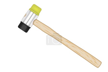 Illustration for Rubber or soft hammer isolated on white background. Rubber mallet with wooden handle. Tool for straightening work. Carpentry and joinery instrument. Hand tool for laying tiles, paving. Renovation, repair, construction equipment. Vector illustration - Royalty Free Image