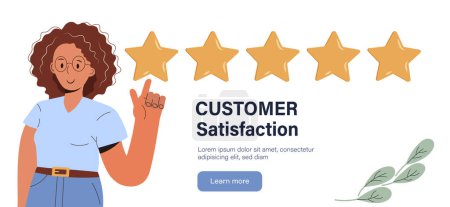 Illustration for Customer satisfaction. Feedback. Rating on customer service illustration. Website rating feedback and review concept. Flat vector illustration - Royalty Free Image