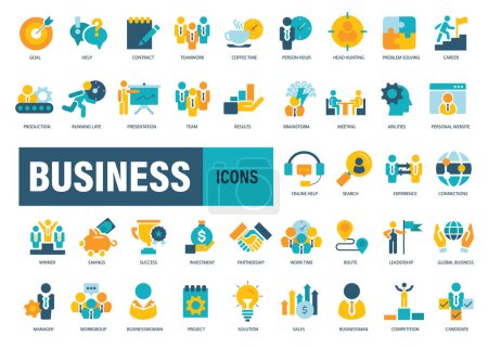 Business people and management icon set. Flat vector illustration