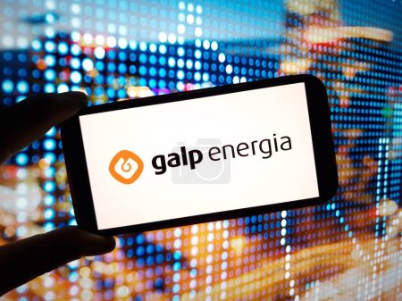 Photo for Konskie, Poland - February 24, 2024: Galp Energia company logo displayed on mobile phone - Royalty Free Image