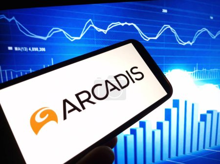 Photo for Konskie, Poland - May 29, 2024: Arcadis company logo displayed on mobile phone - Royalty Free Image