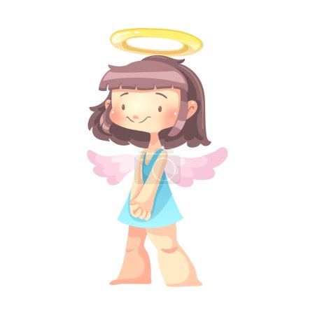 Illustration for Cute angel girl smiling. Vector illustration - Royalty Free Image