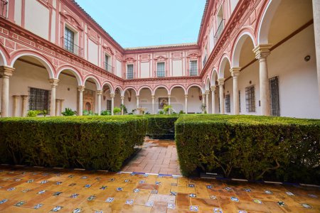 Photo for Patio in old Arabian building in Sevilla. Sevilla, Spain - January 04, 2024. - Royalty Free Image
