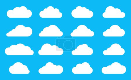 Ilustración de Nube vector, Diseño de estilo de nubes planas, Icono vector cielo azul, Dibujos animados aislados, Diseño de infografía, Internet, símbolo, natural - Imagen libre de derechos