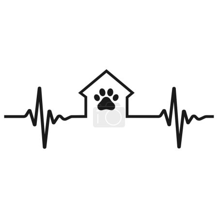 Photo for Veterinary clinic logo illustration.Dog kennel with pulse on white background - Royalty Free Image